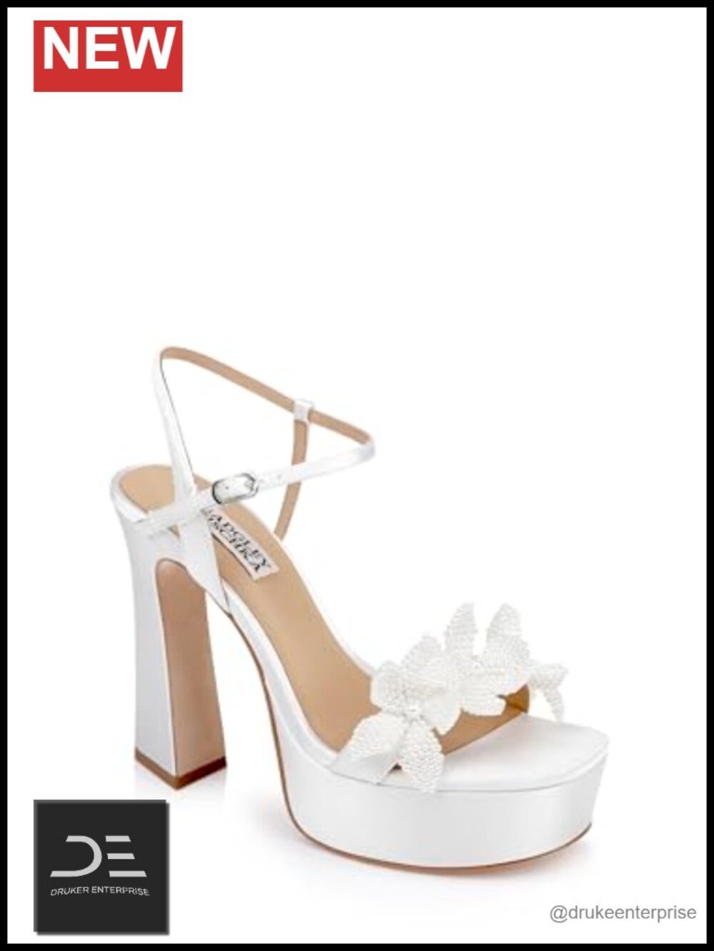 Badgley Mischka Wicket Heeled Sandals Platform Ankle Strap Satin Leather Formal